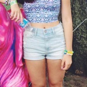 Hollister Light Wash High-Waisted Denim Shorts